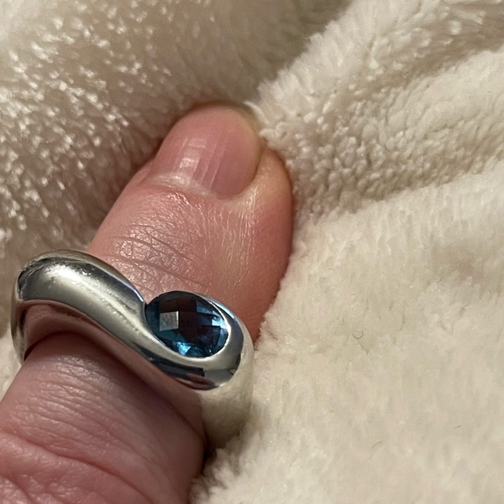Sterling silver blue topaz ring. Size 7.5-8 (free with $85 purchase)